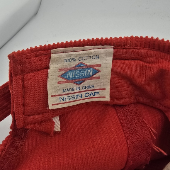 Vintage RMS Corduroy Rope Hat Red Cord Cap Nissin Made - Picture 7 of 7